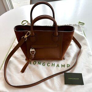 Longchamp Small Mailbox Leather and Suede Crossbody Bag
